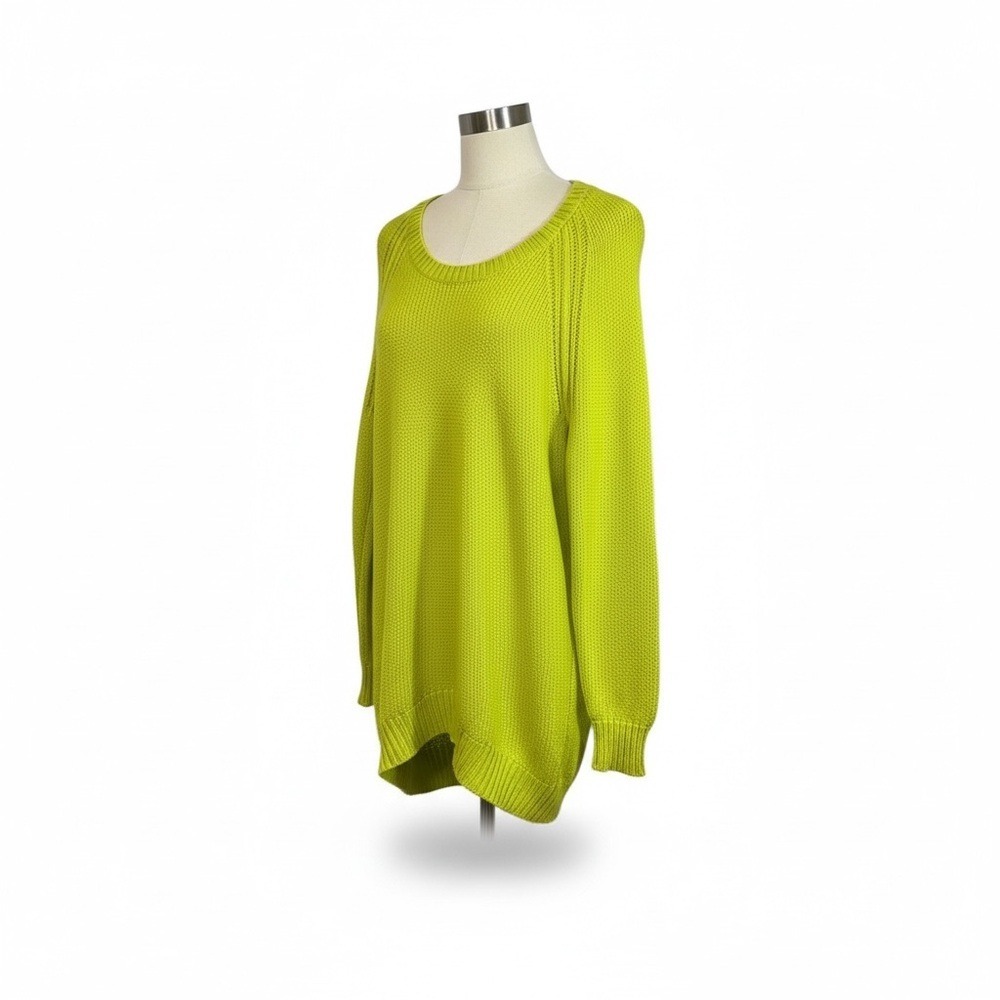 Heather by Bordeaux Sweater Knit Scoop Neck High Low Lime Green‎ Womens Size M